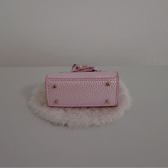 Pink Pearl Mini Bag Charm | Iridescent Faux Leather Keychain - Picture 6 of 6